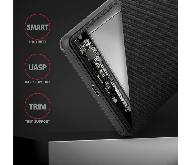 Axagon EE25-SLC, USB-C 3.2 - SATA 6G 2.5" SLIDE box, bezśrubowy - 1353407 - zdjęcie 4